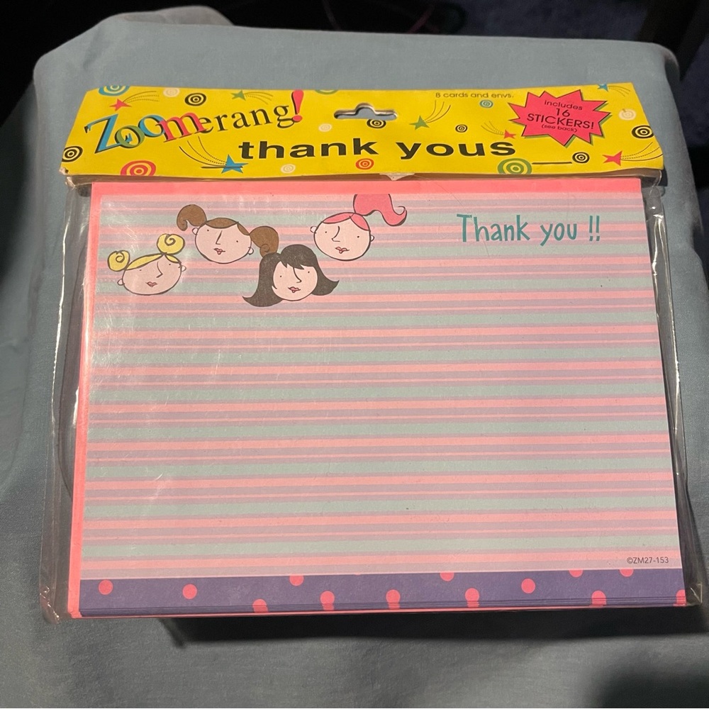 Thank you cards with Stickers! 8 cards and 16 stickers! Zoomerang brand